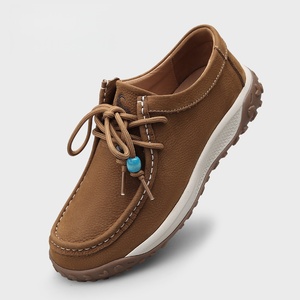 New casual leather women's <b>shoes</b> with versatile <b>soft</b> soles that are not tiring for feet. Outdoor non slip thick soled <b>shoes</b> - Product Image 2