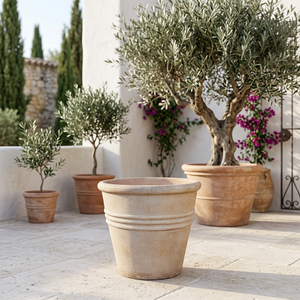 Pot de fleurs en céramique terracotta Daiphonglan, trois anneaux, style rustique méditerranéen vintage, écologique, durable, pour extérieur - Product Image 1