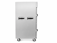 Troli Layanan Makanan Dapur Komersial dari Baja Tahan Karat dengan Kabinet Pemanas dan Pintu Kaca Ganda untuk Pesta.