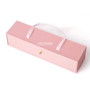 Custom Logo Reusable Cufflink Sliding Drawer Box Handmade Luxury <b>Pink</b> Jewelry Storage <b>Gift</b> Box with Paper Bag - Product Image 2