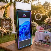 Miroir photo pleine longueur 43 pouces pour mariages et événements, avec support pour imprimante et impression instantanée, et flight case pour appareil photo reflex numérique