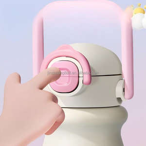 Bouteille d'<span class=keywords><strong>eau</strong></span> isotherme en gros à motif de dessin animé, gobelet en acier inoxydable avec paille et poignée de transport pour enfants, école, sport, cadeau 2026 - Product Image 4