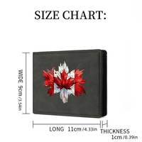 Dompet Kulit PU Sederhana Pria Motif Daun Maple Dompet Tipis Saku Koin Resleting Slot Kartu Kredit Banyak Slot Hadiah Kustom