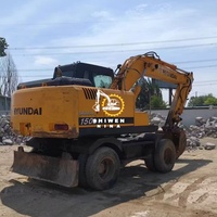Excavatrice sur pneus Hyundai d'occasion de haute qualité, modèle 2013, 15 tonnes, moteur, boîte de vitesses, pompe, d'origine coréenne, en vente
