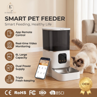 Distributeur automatique de nourriture pour animaux de compagnie 6L avec contrôle à distance via l'application Tuya, minuterie Wifi, caméra, distributeur de nourriture sèche pour animaux de compagnie