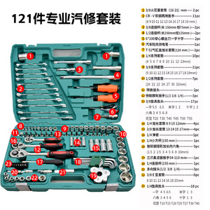 Juego de Herramientas de Reparación Automotriz de Acero al Carbono Galvanizado de 121 Piezas, con Enchufe de 1/2 Pulgada y Estuche para Reparaciones Automotrices y del Hogar - Product Image 2