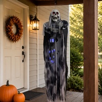 SIPKLR 185cm/6ft Décoration d'extérieur suspendue pour Halloween : Fantôme squelette et Chasseurs d'âmes