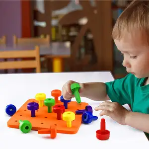 Juego de tablero de clavijas DIY clásico de 2 a 4 años, 30 Uds., bloques de plástico EVA, rompecabezas educativo de apilamiento, juego de estilo de cubos mágicos