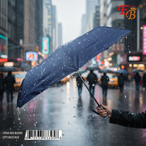 37\" Auto 60PCS/CS Three-Folding <b>Umbrella</b> 190T Semi-<b>Automatic</b> Promotional Rain Protection with 8K Ribs - Product Image 3