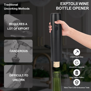 Accesorios para Vino, Kit de Sacacorchos Eléctrico 5 en 1 a Pilas para Botellas de Vino Tinto con Base - Product Image 2