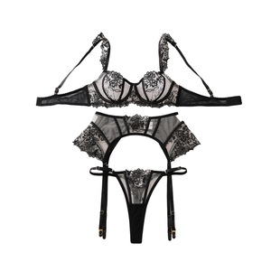 Setelan Lingerie Bra dan Celana Dalam dengan Bordir Bunga 2026, Tali Tipis, dan Penyangga - Product Image 6