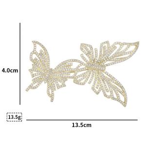 Broche de Mariposa Doble de Lujo con Circonitas Cúbicas Blancas y Doradas, Hebilla para Bufanda de Mujer, para Bodas y Fiestas - Product Image 6