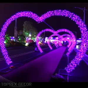 China manufacture light led arch decoration red heart shaped led wedding arch for Outdoor Decorations IP65