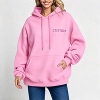 Haut décontracté rose pour femme, à capuche avec cordon de serrage, coupe oversize, poche kangourou, manches longues, personnalisable, vente en gros OEM, direct usine