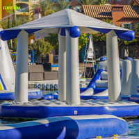 Plate-forme de loisirs aquatiques gonflable dock tente de camping flottante île océan mer piscine tente flottante gonflable avec lumière led