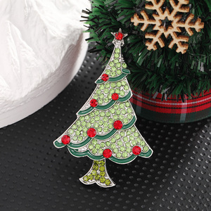 Christmas Tree Brooch Zinc Alloy Micro Insert Green <b>Red</b> Rhinestones Unisex Gift Jewelry Fashion Accessory - Product Image 2