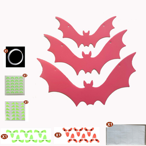 Décoration suspendue de chauve-souris d'Halloween en plastique, adhésive, réutilisable, pour fêtes intérieures, 3 tailles, lot de 6 - Product Image 2