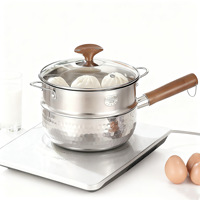 Ensemble de marmites à soupe et à bouillon en acier inoxydable 3L avec couvercle en verre, design Japandi, compatible lave-vaisselle, poignée antidérapante