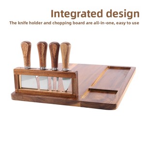 Solid Wood Square Cheese <strong>Board</strong> with Cutting Knife Acacia and Bamboo Cheese <strong>Tools</strong> Food Tray Serving <strong>Board</strong> - Product Image 6