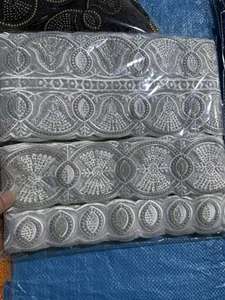 Accessoires de vêtements africains pour bricolage Broderie <span class=keywords><strong>DMC</strong></span> Fleur Organza Dentelle Décoration Polyester coloré Tissu à coudre - Product Image 2