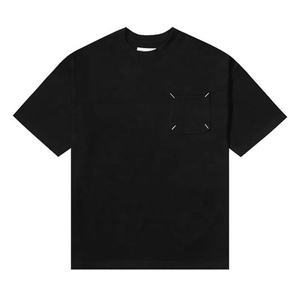 Luxury Plain Round <b>Neck</b> <b>Tshirt</b> <b>High</b> Quality Hiphop <b>Tshirt</b> With Embroidery Pocket - Product Image 2