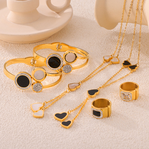 Elegant Zircon <strong>Jewelry</strong> with Diamond Design Sense Fritillary <strong>love</strong> Stainless Steel Gold-plated <strong>Jewelry</strong> Set - Product Image 3