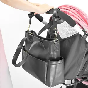 vegan leather 3 in 1 multifunctional fashionable baby bag for mom diaper tote bag organizer with changing pads