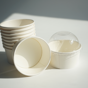 Gobelets à glace en papier noir jetables écologiques <span class=keywords><strong>avec</strong></span> couvercles, emballage alimentaire personnalisé <span class=keywords><strong>avec</strong></span> logo pour yaourts, desserts à emporter - Product Image 2