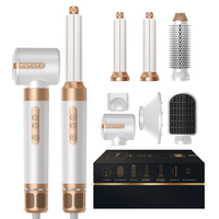 Brosse à air chaud professionnelle 7-en-1 110000 tr/min, sèche-cheveux sans balais, boucleurs auto-enroulants, brosse plate pour coiffure en salon