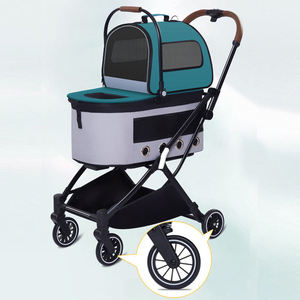 Lightweight 4-Wheel Pet Stroller <b>Foldable</b> and Portable Dog Cat Carriage with Transparent Pattern Travel Friendly Cat Dog Bag - Product Image 2