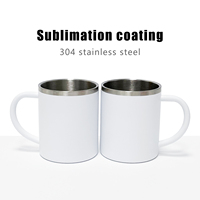 Mug à café avec poignée, en acier inoxydable 304 écologique, revêtement blanc pour sublimation, personnalisation du logo DIY, fourni par l'usine