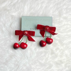 Rasa tinggi lucu manis buaya gadis aksesori rambut tahan lama 5 cm klip samping ceri merah busur dibuat pita tahan lama kain beludru - Product Image 3