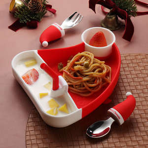 Nouveau plateau repas pour bébé en silicone de Noël, type ventouse, imperméable, portable, assiette divisée - Product Image 4