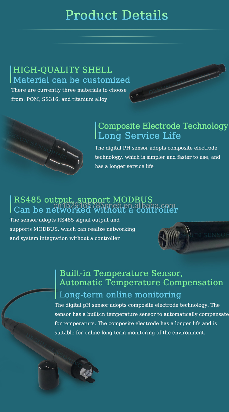 50mA Digital PH Sensor Three point calibration Aquaculture Ph Meter Probe