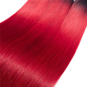 Extensiones de Cabello Remy Bohemio Virgen Más Vendidas, Color Rojo 1B, Liso, Doble Trama a Máquina, Sin Caída, para Salón de Belleza - Product Image 5