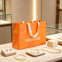 Sacs d'emballage en papier orange personnalisés pour bijoux de luxe, bagues, boutiques et vente au détail