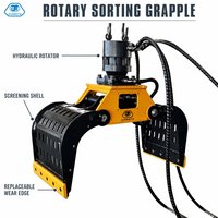 Grappin de tri rotatif hydraulique pour excavatrice, rotateur à 360 degrés, bords de criblage résistants à l'usure pour la démolition, les ferraille et les déchets