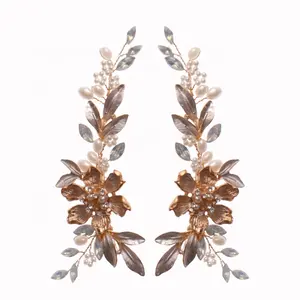 New Arrival Alloy Hair Accessories Side Clip Hair Styling Accessories Gold Floral Leaf Design Headgear Clip