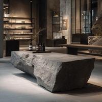 Bureau de réception incurvé moderne au fini pierre artificielle en fibre de verre noire Design extensible pour les salons de beauté, les bars, les entreprises et les hôtels