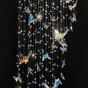 Tùy chỉnh hiện đại biệt thự sang trọng khách sạn dự án chiếu sáng bướm <span class=keywords><strong>Shape</strong></span> LED Đèn Chùm Pha Lê ánh sáng cho trần nhà cao - Product Image 4