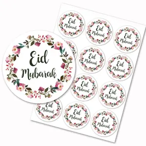 Dropshiping 12 Titik Eid Mubarak Bunga Stiker Ramadan Stiker Set Hadiah Tag Stiker untuk Islam Muslim Pesta