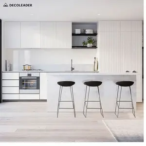 Unique Design White Matt Lacquer Kitchen Cabinet with Bar Hotel Kitchen