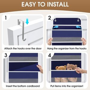 Over The Door Organizer 10 Pockets Blue Hanging <b>Storage</b> With Clear Window For Closet Bathroom Bedroom Organizing - Product Image 3