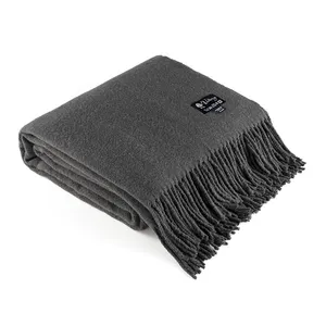 HengTai New Materials 50%Wool 50%Polyester 140*200CM Cheap 380gsm Tassel Blankets Throw For Home