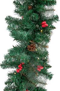 人工金属ベリーガーランド高級電池式LEDクリスマスフローラルガーランド、パインコーン、装飾用ベリー - Product Image 3