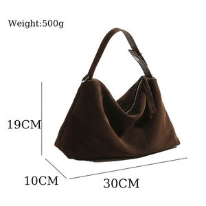 3246 <span class=keywords><strong>Sac</strong></span> Fourre-Tout Grande Taille en Cuir Suédé 100% Véritable pour Femme, <span class=keywords><strong>Sac</strong></span> Bandoulière Épaule et Pochette pour Femme - Product Image 2