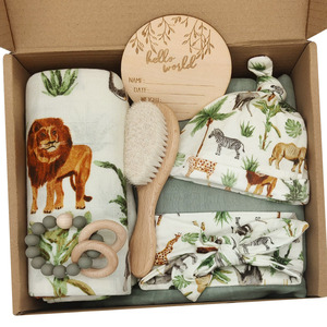 Muslin Swaddle Blanket Baby Set Newborn Shower Gift Box Souvenir Milestone Set Organic Bamboo Cotton New Born Receiving Wrap