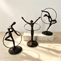 Statue Moderne Femme Dansante en Cuivre, Sculptures Abstraites de Danseuse, Décoration d'Intérieur, Artisanat Métallique Écologique, Durable et Fait Main