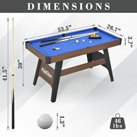 Table de billard miniature portable REAHOISY 54 pouces en bois d'ingénierie pour enfants, jeu d'intérieur à domicile avec accessoires complets, garantie 1 an