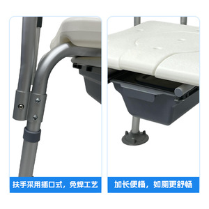 Aluminum Alloy Shower Chair With <b>Backrest</b> White Non Slip Foot Pad Adjustable Height For Elderly Pregnant Women Patients - Product Image 2